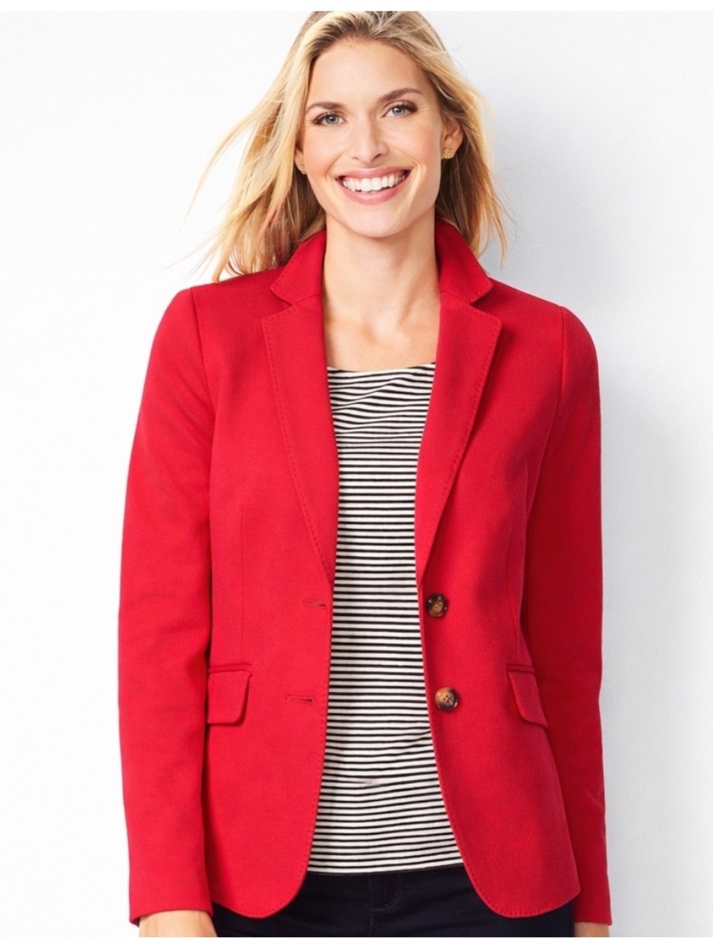 Talbots Red Aberdeen Knit Tailored Two-Button Blazer NWOT